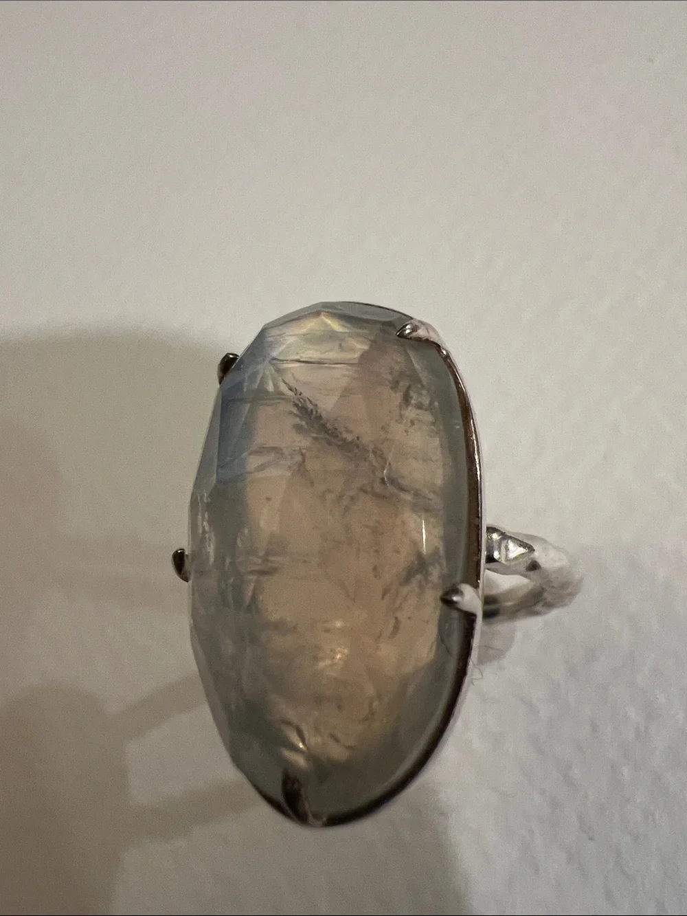 Silver Moonstone Oval Statement Ring